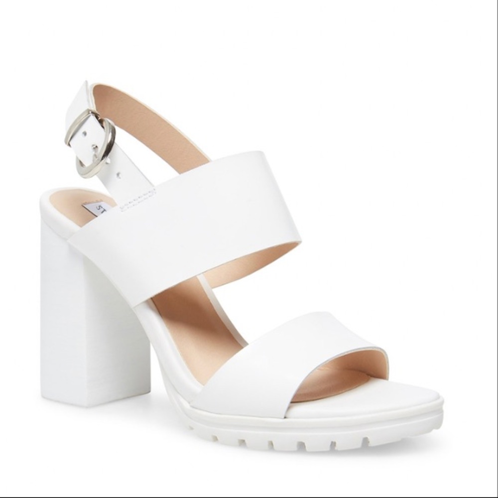 Steve Madden Emil White Leather Sandals
